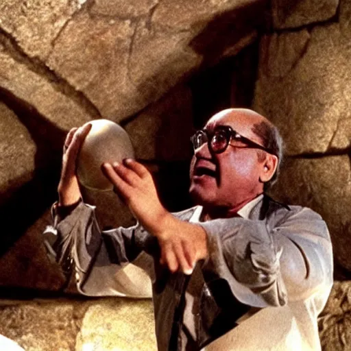 Prompt: Danny Devito opens the ark of the covenant