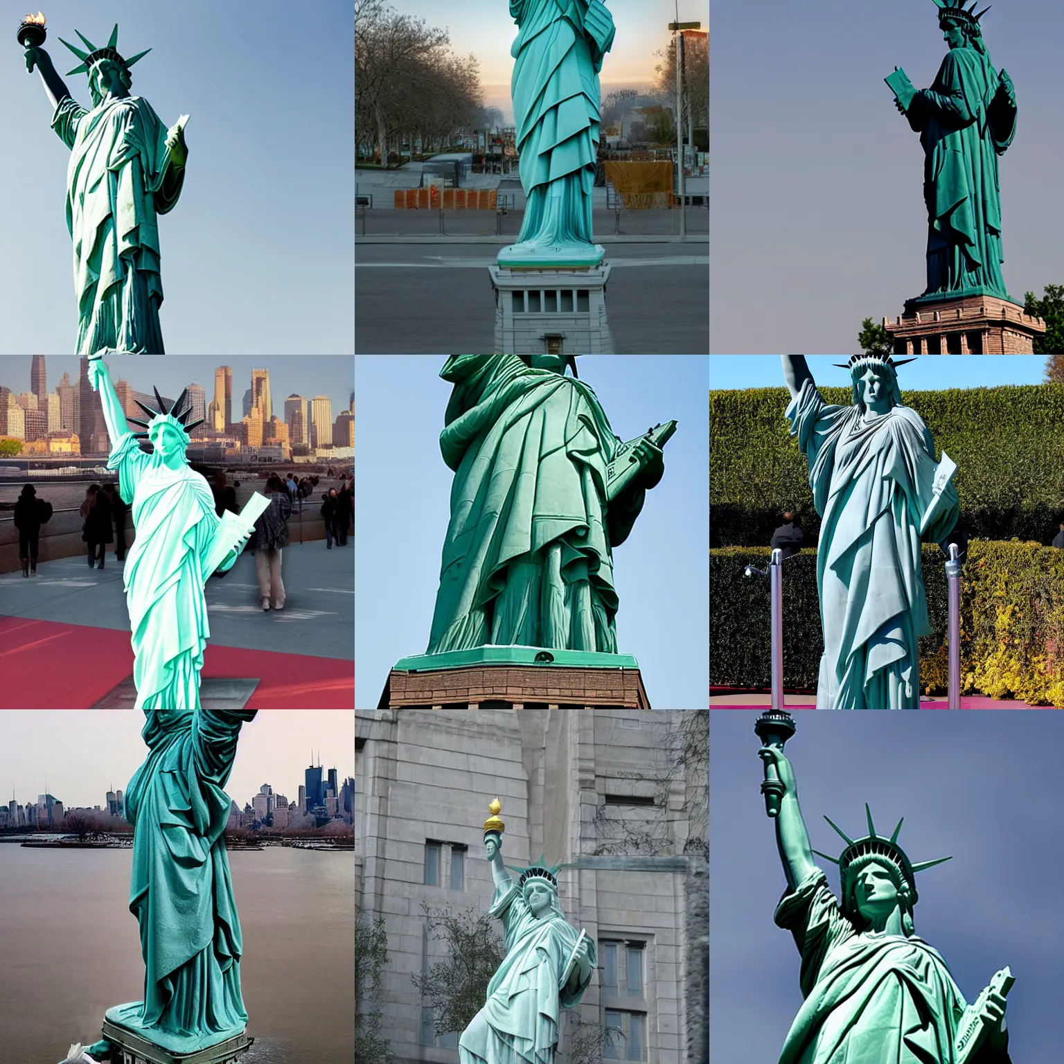 Prompt: full body statue of cate blanchet as the statue of liberty