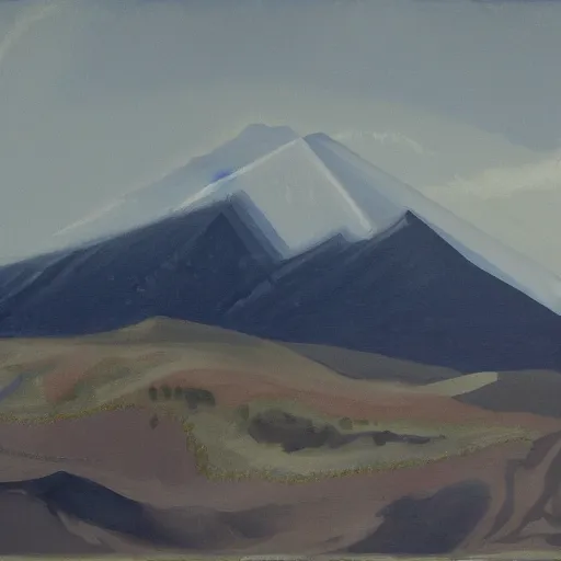 Image similar to painting of an obsidian landscape with mountains