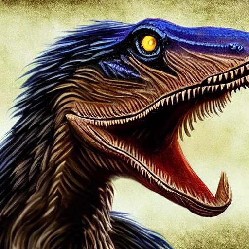 Image similar to stunning digital art of a velociraptor made of dna