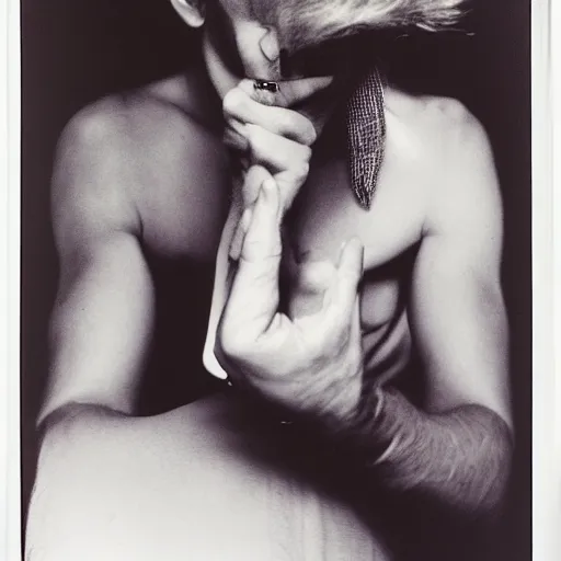 Prompt: a punk giving the cameraman the middle finger, portrait, by annie liebovitz, robert mapplethorpe, nan goldin