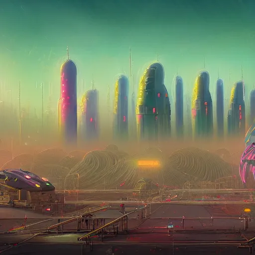 Image similar to beautiful painting of anemone city in the dreams of a mainframe in the style of Simon Stålenhag and H. R. Giger, detailed, trending on Artstation