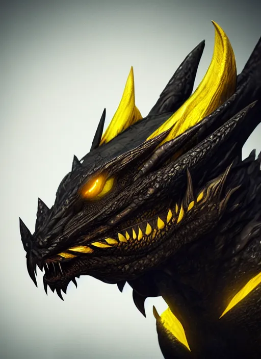 Prompt: black dragon with yellow eyes, dnd, realistic, photorealistic, ultra detailed, trending on artstation, octane render, 4 k, 8 k