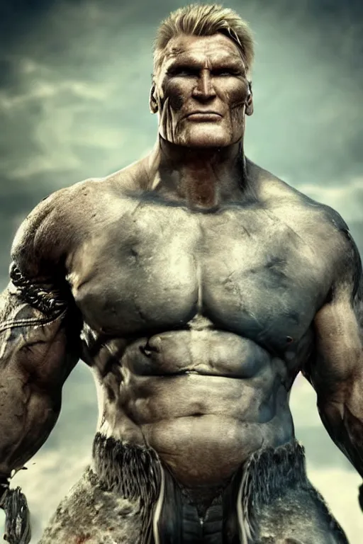 Image similar to portrait of dolph lundgren as destruction of the endless, the sandman, herculean thanos, conan the barbarian, second life avatar, the sims 4