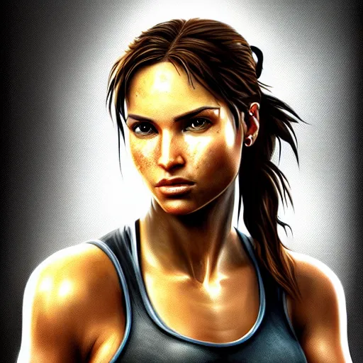 Prompt: lara croft, hyper detailed masterpiece, digital art painting, hyper realism aesthetic