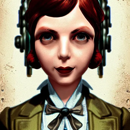 Image similar to bioshock _ steampunk _ portrait _ of _ bilie eilish _ au _ naturel _ hyper _ detailed _ digital _ art _ trending _ in _ artstation _ cinematic _ lighting _ studio _ quality _ smooth