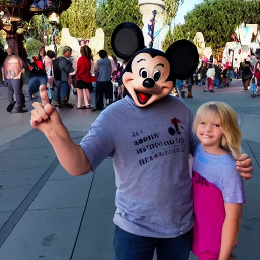 Prompt: a crite at disneyland eating a child