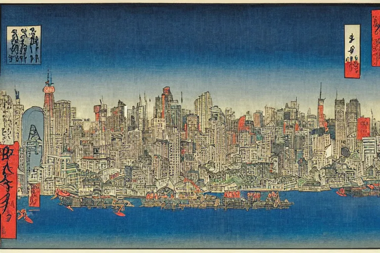 Image similar to New York city by Utagawa Hiroshige