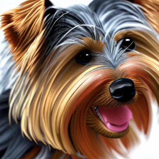 Image similar to a closeup photorealistic illustration of a smiling knitted yorkshire terrier. this 4 k hd image is trending on artstation, featured on behance, features intricate detail