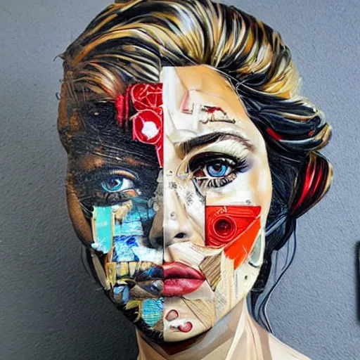 Image similar to a beautiful portrait sculpture designed by Sandra Chevrier