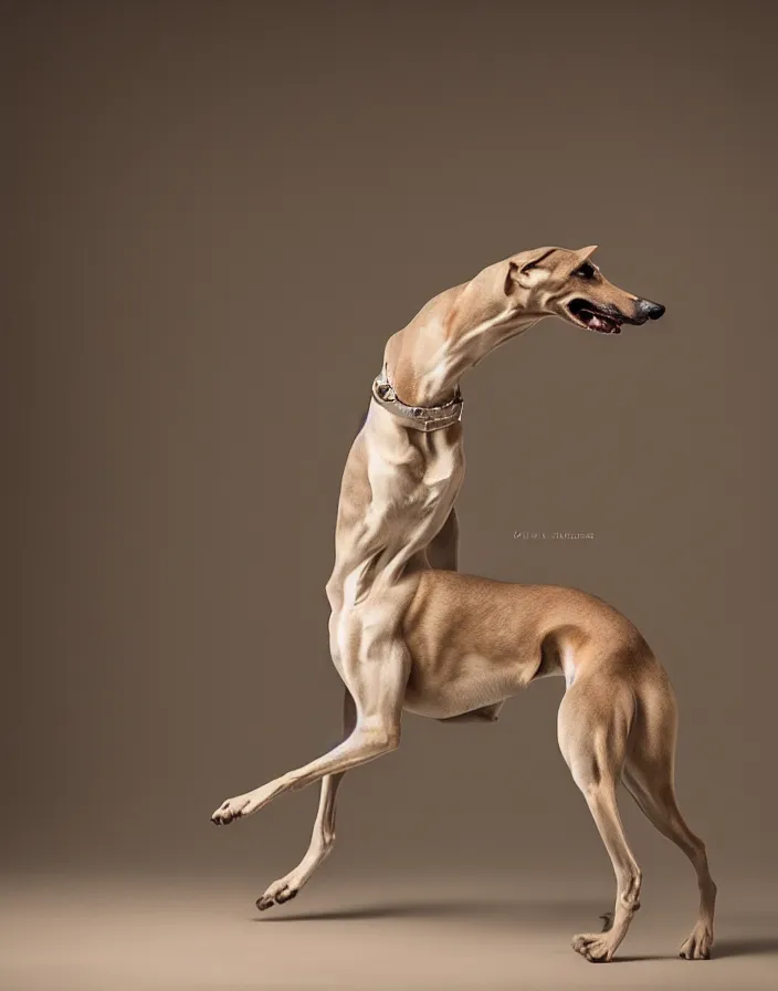 Prompt: an elegant portrait photo of a greyhound in the renaissance style, ultra detaile, 8 k, award winning, elegant lighting