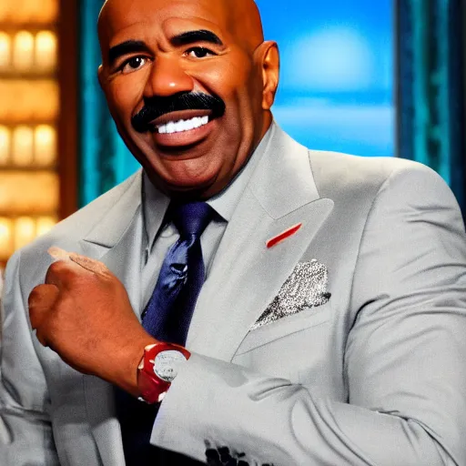 Image similar to Steve Harvey happily editing Wikipedia