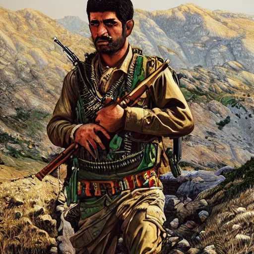 Prompt: a kurdish freedom fighter in the kurdish mountains art by martin ansin, highly detailed, 8 k, high resolution, award winning art, incredibly intricate
