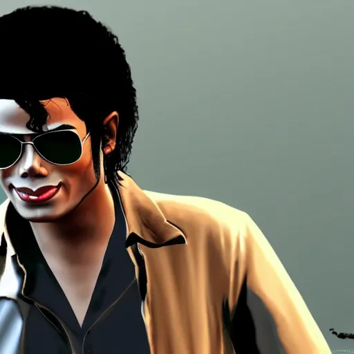 Image similar to michael jackson, gta character, detailed face