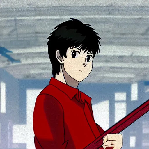 Image similar to a young Paul McCartney, anime illustration, screen capture from Neon Genesis Evangelion