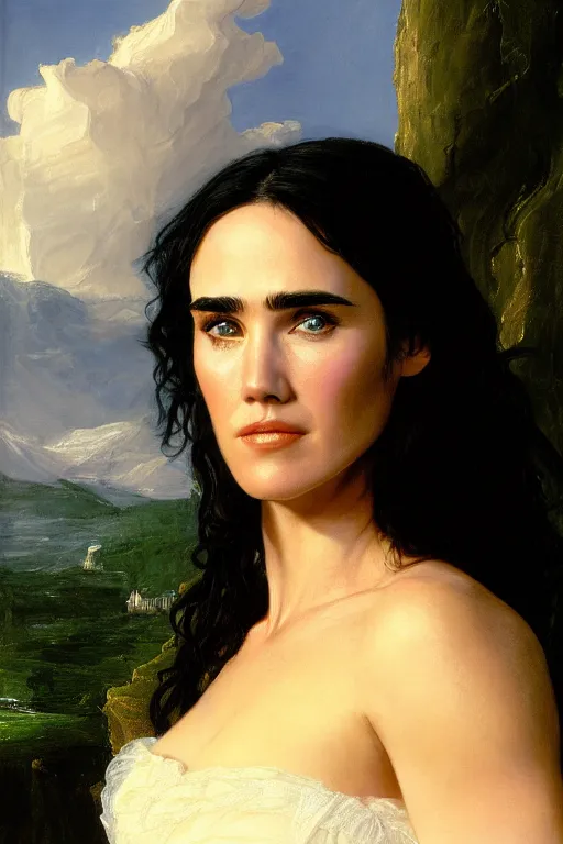 Prompt: A portrait of Jennifer Connelly by Thomas Cole