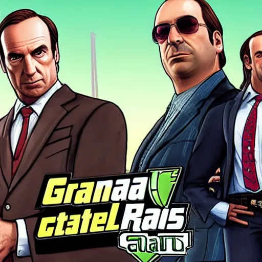 Image similar to Saul Goodman from Better Call Saul as a GTA character portrait, Grand Theft Auto, GTA cover art