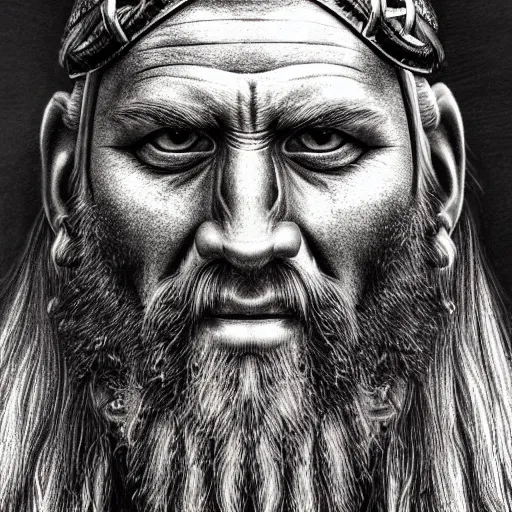 Image similar to highly detailed drawing of a portrait of a viking man, hyperrealistic, photorealistic, artstyle, highly detailed, sharp