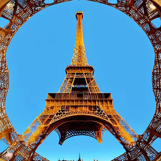 Image similar to fractal eiffel tower. highly detailed, award winning photography.