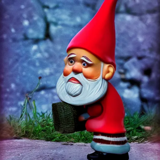 Image similar to Gnome George Floyd steals a car in my yard, high detail photo