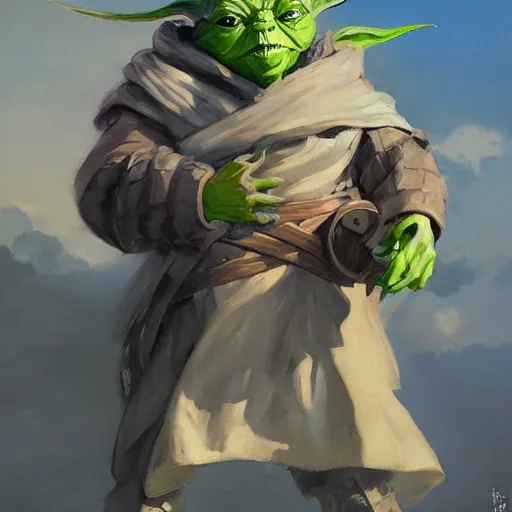 Prompt: greg manchess portrait painting of armored yoda as overwatch character, medium shot, asymmetrical, profile picture, organic painting, sunny day, matte painting, bold shapes, hard edges, street art, trending on artstation, by huang guangjian and gil elvgren and sachin teng