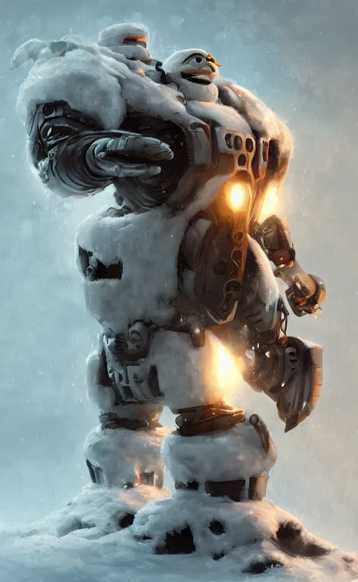 Image similar to a snowman depicted and made into a transformer, hybrid, dynamic lighting, photorealistic fantasy concept art, trending on art station, stunning visuals, creative, cinematic, ultra detailed