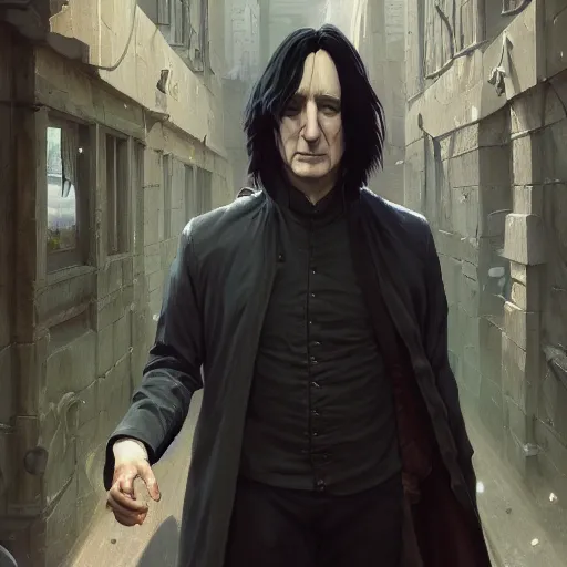 Image similar to highly detailed portrait, severus snape, in gta v, stephen bliss, unreal engine, fantasy art by greg rutkowski, loish, rhads, ferdinand knab, makoto shinkai and lois van baarle, ilya kuvshinov, rossdraws, tom bagshaw, global illumination, radiant light, detailed and intricate environment