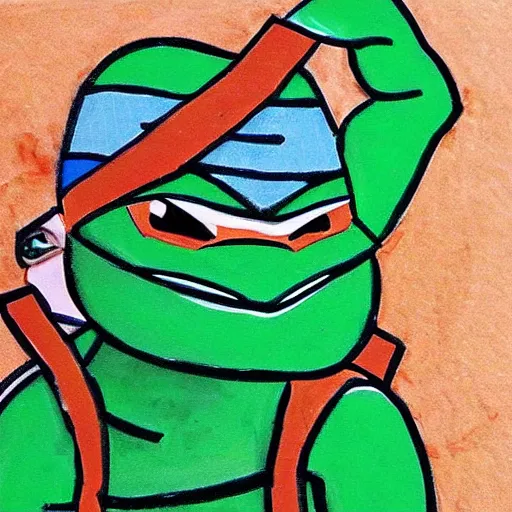 Image similar to a ninja turtle by michelangelo