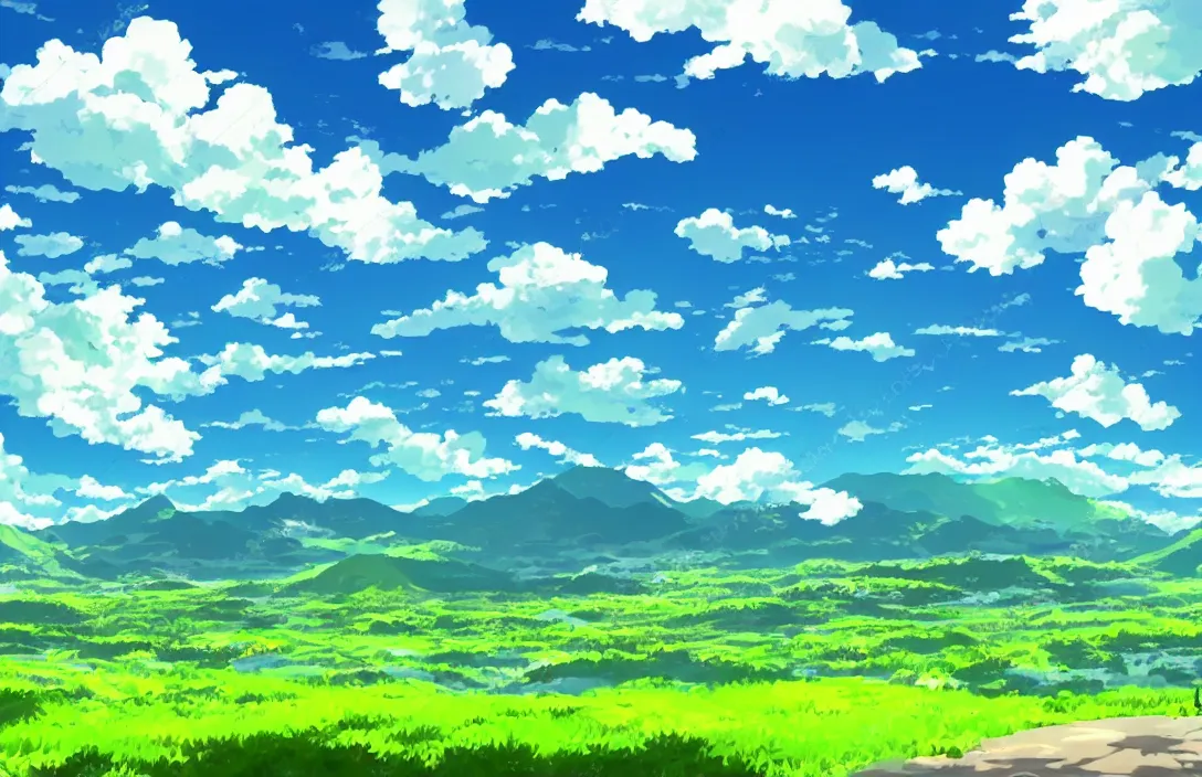 anime background scenery clouds