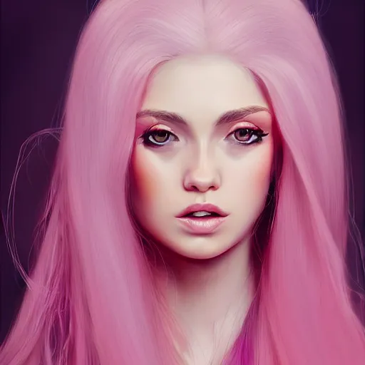 portrait of a beautiful woman with long pink hair, | Stable Diffusion ...