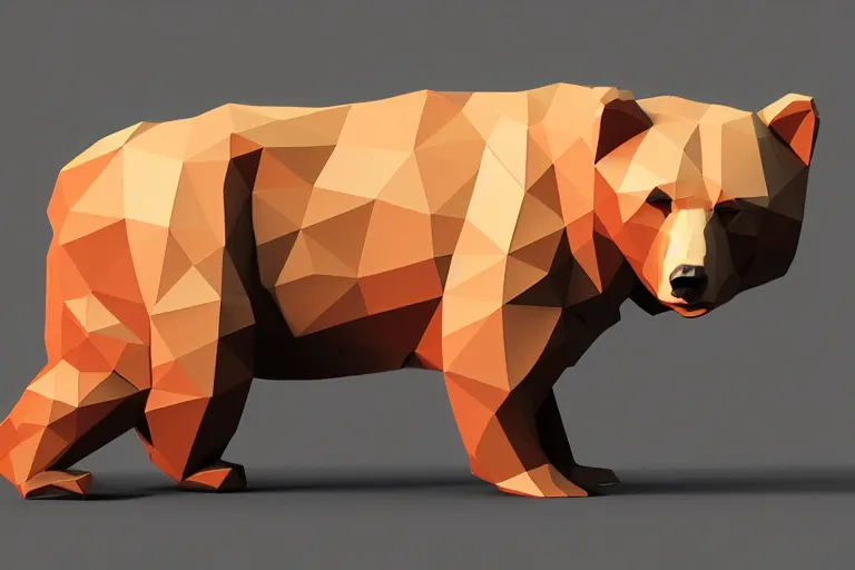 Image similar to low poly, bear, high detailed, 4 k, 3 d render