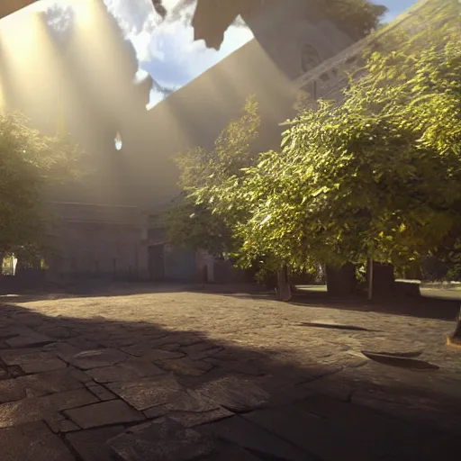 Prompt: long square!!!!, heaven, god rays, ray tracing, unreal engine, hyper realistic, fantastic art, highly detailed