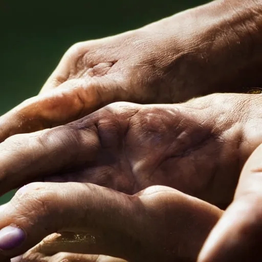 Prompt: National geographic wild nature photograph of a close-up of human hand