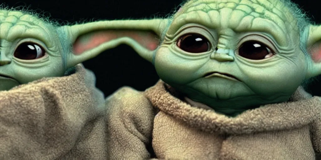Image similar to a 3 d rendered movie still of baby yoda. baby yoda wears a spacesuit, and explores cosmos in a super awesome space ship. science fiction blockbuster movie baby yoda rules the world or i was a teenage yoda, dramatic lighting, imax 7 0 mm. buzz lightyear
