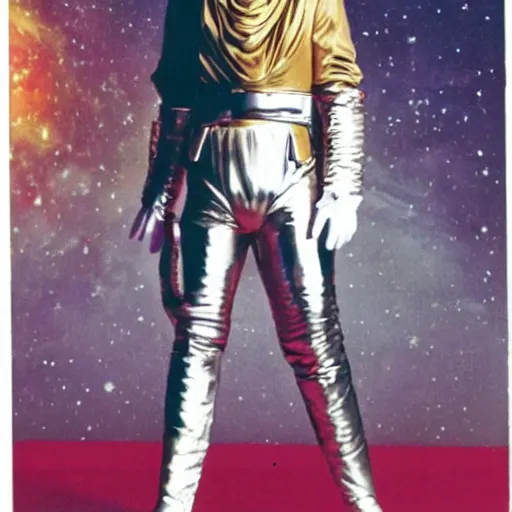 Image similar to davis taylor brown dressed in 1 9 8 1 space fantasy fashion