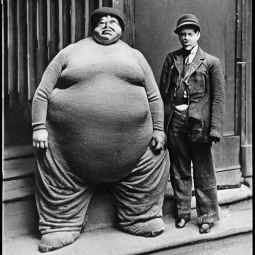 Prompt: if jabba the hutt was a person, 1920s, new york slum