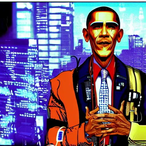 Image similar to cyberpunk Obama