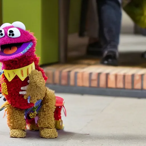 Image similar to A service dog muppet, sesame street