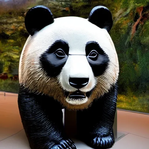 Prompt: an elegant, shiny, porcelain portrait of donald trump as a giant panda, han dynasty heirloom