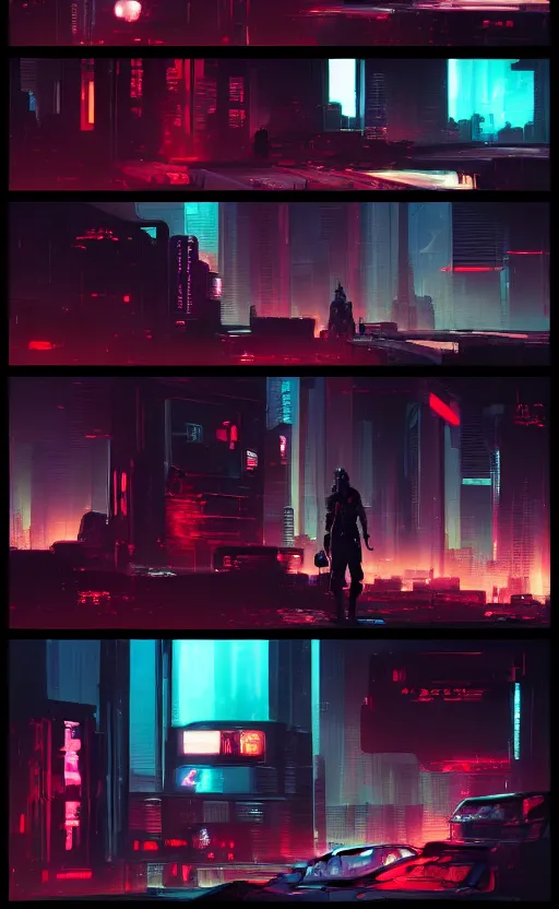 Image similar to Sci-Fi cyberpunk Comic page made up of art by the best artists Trending on Artstation. Paneling style by Bill Sienkiewicz. Octane render, Raytracing, 3d masterpiece, fantastic lighting by James Gurney. Noir detective genre.