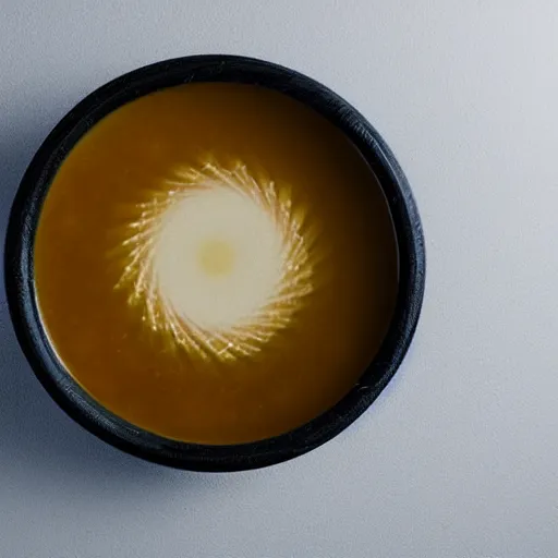 Image similar to A bowl of soup that is a portal to another dimension as digital art