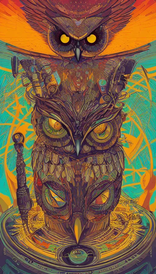 Image similar to the owl god, futurism, da vinci, Dan Mumford, Josan Gonzalez