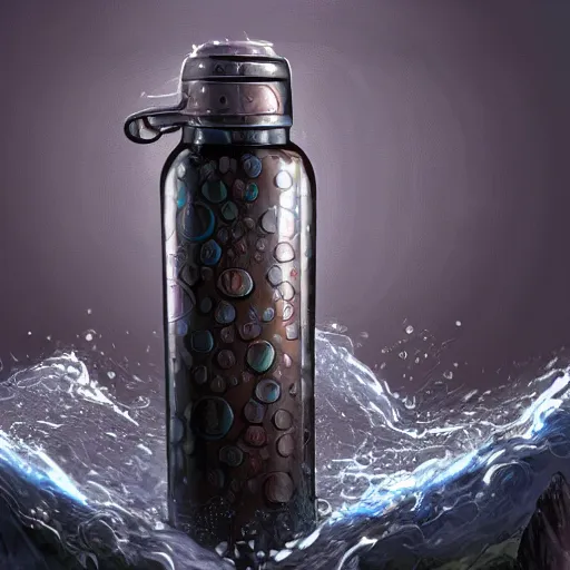 Prompt: highly secured water bottle containing entire unviverse, high detail, fantasy art, concept art, 4 k, ultra detail, computer art