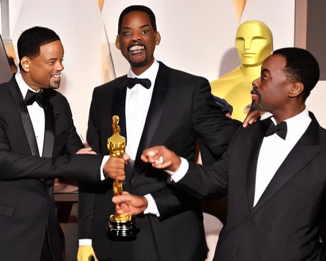 Image similar to will smith throwing axe at chris rock at oscars 4k