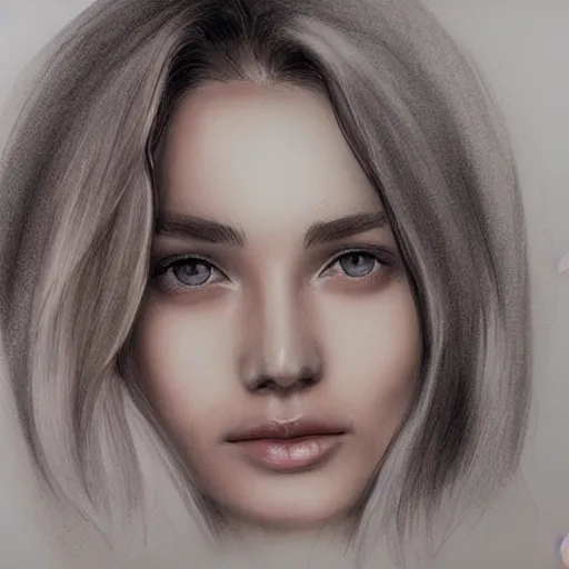 Image similar to beautiful young woman face with light freckles artist sketch closeup