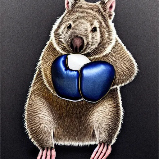 Prompt: a wombat wearing boxing gloves