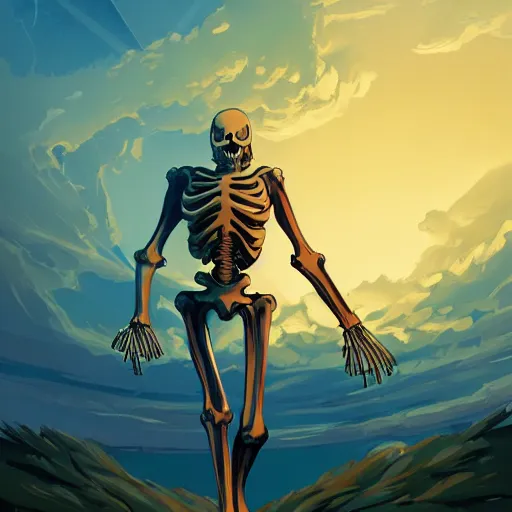 Image similar to Jesus Christ as skeleton inside an epicenter of a thermonuclear blast standing on the Earth sphere with radioactive rays to the sides, Video game icon design , 2d game fanart behance hd by Jesper Ejsing, by RHADS, Makoto Shinkai and Lois van baarle, ilya kuvshinov, rossdraws global illumination