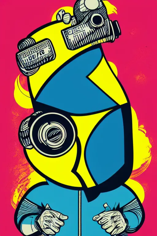 Image similar to fallout 7 6 retro futurist illustration art by butcher billy, sticker, colorful, illustration, highly detailed, simple, smooth and clean vector curves, no jagged lines, vector art, smooth andy warhol style