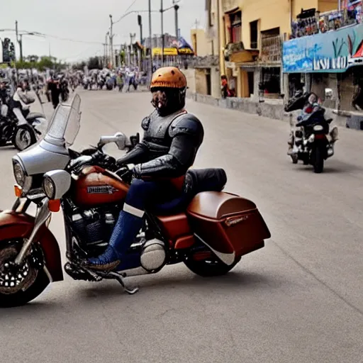 Prompt: el cid campeador conquistando marte subido en una harley davidson