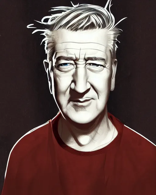 Image similar to a portrait of david lynch, anime style, ghibly, trending on artstation,